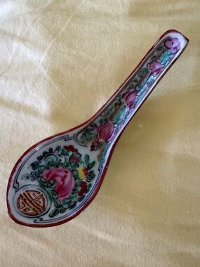 VIntage Famille Rose Canton Soup Spoon Mid Century